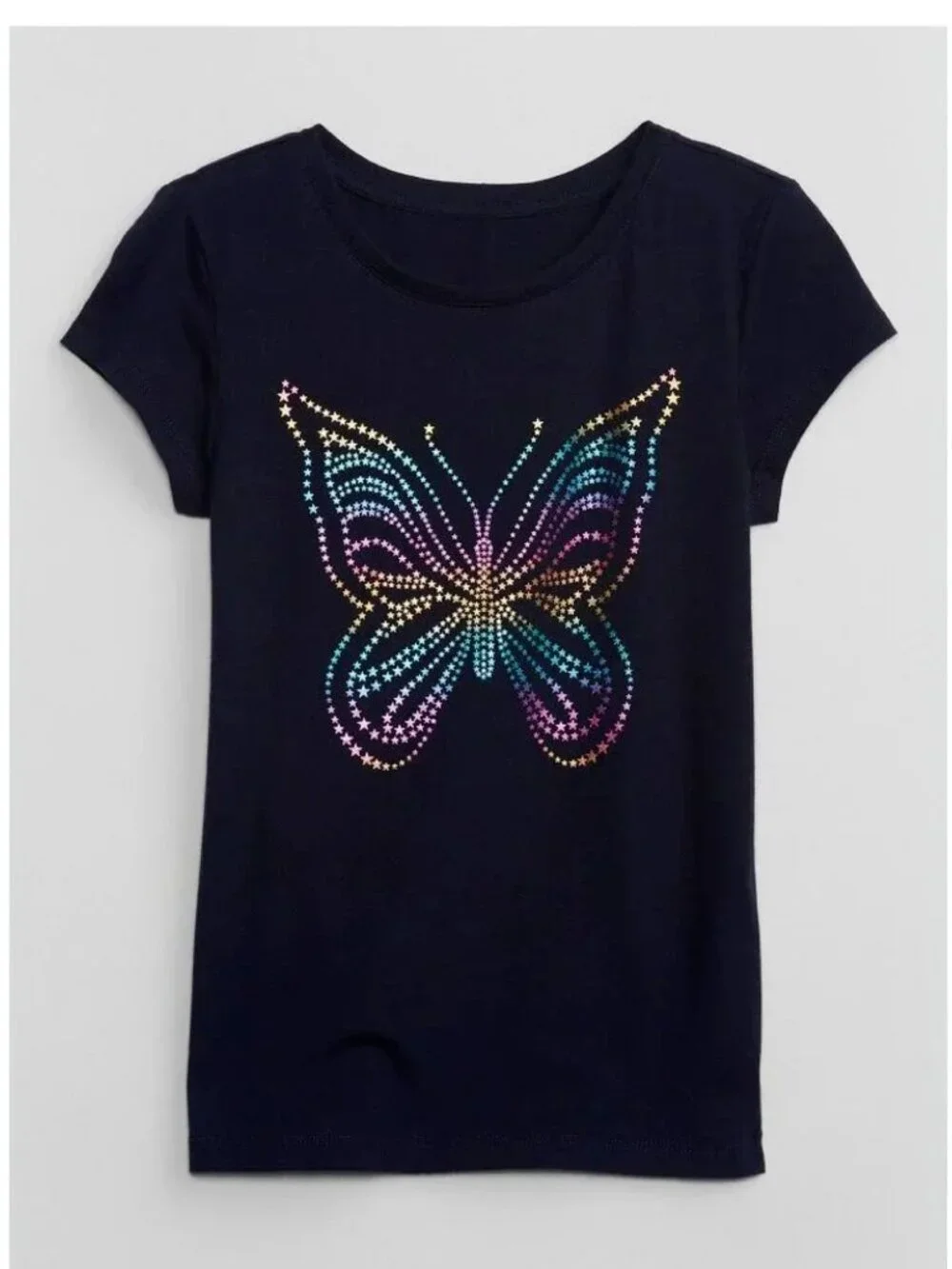 Gap Kids Girls Short-Sleeve Navy Butterfly Foil Tee Graphic T-Shirt M